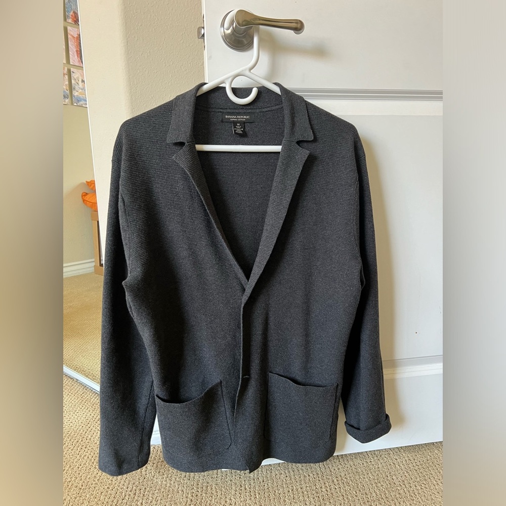 Banana republic dark grey knitted cardigan blazer